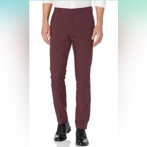 Perry Ellis Mens Very Slim Solid Tech Pant | Size 33x30, Royal Black Cherry